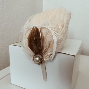 Bridal Soft Pale Pink Feather Headpiece Headband
